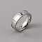 201 Stainless Steel Grooved Finger Ring Settings, Ring Core Blank, for Inlay Ring Jewelry Making, Stainless Steel Color, Inner Diameter: 19mm