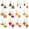 24Pcs 12 Styles Alloy Enamel Pendant Decorations, with Iron Leverback Earring Findings, Mixed Color, 32~41mm, 2pcs/style