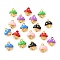 Alloy Enamel Charms, Mushroom Charms, Golden, Mixed Color, 14.5x14x11mm, Hole: 1.8mm