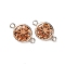 925 Streling Silver Pave Cubic Zirconia Birthstone Connector Charms, Flat Round, Sandy Brown, 10.5x6.5x3.5mm, Hole: 0.9mm