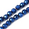 Electroplated Synthetic Non-magnetic Hematite Beads Strands, Faceted, Round, Blue Plated, 4x3.5~4mm, Hole: 1mm, about 102pcs/strand, 15.08''(38.3cm)