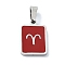 304 Stainless Steel Pendants, with Enamel, Stainless Steel Color, Rectangle with Constellation Charms, Aries, 16x11x1.5mm, Hole: 5.5x3mm