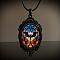 Oval Gothic Alloy Glass Halloween Pendant Necklaces for Women, Black, Bat, 17.72 inch(45cm)