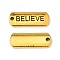 Tibetan Style Alloy Rectangle with Word Believe Pendants, Inspirational Message Pendants, Cadmium Free & Lead Free, Antique Golden, 8x21x2mm, Hole: 2mm, about 612pcs/1000g