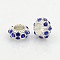 Silver Color Plated Alloy Grade A Rhinestone European Beads, Large Hole Beads, Rondelle, Sapphire, 11x6mm, Hole: 5mm