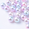Rainbow Acrylic Imitation Pearl Beads, Gradient Mermaid Pearl Beads, No Hole, Round, Pink, 10mm, about 1000pcs/500g