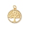 Brass Micro Pave Cubic Zirconia Pendants, Cadmium Free & Lead Free, Tree of Life, with Jump Ring, Real 16K Gold Plated, 20.5x18x2mm, Hole: 3mm