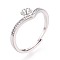 Flower Brass Micro Pave Cubic Zirconia Cup Peg Ring Settings, Adjustable Ring Settings for Half Drilled Beads, Platinum, 7mm, Inner Diameter: 18.2mm, Pin: 0.6~0.8mm