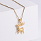 Vintage Style Stainless Steel Deer Pendant Necklaces for Women, Golden