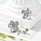304 Stainless Steel Stud Earrings, Flower, Platinum, 23x24mm