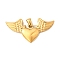 304 Stainless Steel Pendants, Ion Plating(IP), Heart with Wing Charm, Real 18K Gold Plated, 21.5x39.5x3mm, Hole: 4.5x3.5mm