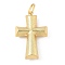 Cross Brass Big Pendants, Rack Plating, Long-Lasting Plated, Cadmium Free & Lead Free, with Jump Ring, Real 18K Gold Plated, 56x36x13.5mm, Hole: 12x8.5mm