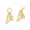 Long-Lasting Plated Brass Charms, with Jump Rings, Leaf, Real 14K Gold Plated, 11.8x6.6x1.8mm, Hole: 3.8mm
