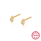 Sterling Sliver Stud Earrings, with Cubic Zirconia, with 925 Stamp, Golden, 5.1mm