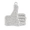 Alloy Rhinestone Pendants, Thumbs Up Hand, Platinum, 42.5x35x2.5mm, Hole: 2.5mm