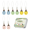 8Pcs 4 Colors Ladybug 304 Stainless Steel Threader, Sewing Thread DIY Tools Quilting Fittings, with Light Gold Plated Zinc Alloy Enamel Pendants, Mixed Color, 54mm, 2pcs/color