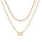 304 Stainless Steel Figure Pendant Double Layer Necklaces for Women, Golden, Number 777, 17.72 inch(45cm), 2pcs/set