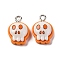 Halloween Theme Opaque Resin Pendants, with Platinum Plated Iron Loops, Skull, 17.5x12x6mm, Hole: 2mm