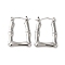 Non-Tarnish 304 Stainless Hoop Earrings for Women, Bamboo, Stainless Steel Color, 28x20.5x2mm
