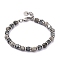 Natural Map Stone & Synthetic Hematite Round Beaded Bracelet, 8-1/4 inch(21cm)