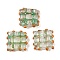 Handmade Gold Sand Lampwork Beads, Hand Drawn Beads, Square, with Enamel, Light Green, 19~19.5x20x7~8mm, Hole: 1.2~1.6mm