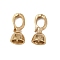 Brass Fold Over Clasps, Cadmium Free & Lead Free, Real 24K Gold Plated, 14x6.5mm, Hole: 4mm, Inner Diameter: 4.8mm
