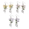 3 Pairs 3 Colors Shell Pearl Beads & Imitation Jelly Acrylic Dangle Earrings, with Alloy Moon & Fairy Pendants & 316 Surgical Stainless Steel Earring Hooks, Antique Silver & Stainless Steel Color, Mixed Color, 68mm, 1 pair/color
