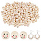 Printed Natural Wood European Beads, Large Hole Beads, Round with Smiling Face, Undyed, PapayaWhip, 10mm, 300pcs/set