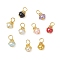 9Pcs 9 Colors Baking Painted Pearlized Glass Pearl Pendants, Round, with Iron Loop, Golden, 15.5x9.5mm, Hole: 4mm, 1pc/color