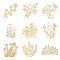 Nickel Decoration Stickers, Metal Resin Filler, Epoxy Resin & UV Resin Craft Filling Material, Flower, 40x40mm, 9 style, 1pc/style, 9pcs/set