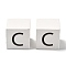 Wood European Beads, Large Hole Beads, Cube with Letter, Letter C, 30.5x30.5x29.5~30.5mm, Hole: 5mm