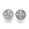 Zinc Metal Alloy & Natural Turquoise Buttons, 1-Hole, Flat Round, Antique Silver, 17.5x16.5mm, Hole: 2mm