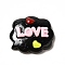 Opaque Resin Cabochons, Cloud with Love, Black, Word, 18x20.5x6mm
