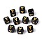 Opaque Acrylic Beads, Golden Metal Enlaced, Cube with Letter, Black, Letter Y, 4.5~5x4.5~5x4.5~5mm, Hole: 2mm, about 6250pcs/500g