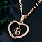 Alloy Crystal Rhinestone Heart with Initial Pendant Necklaces, Rose Gold, Letter B, 16.93 inch(43cm)