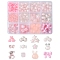 Mixed Shape & Mixed Style Acrylic Beads Findings Kits, Pink, 8~15.5x14~20x4~8.5mm, Hole: 1.4~2mm