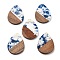 Resin and Walnut Pendants, Teardrop, White, 35.5x26x3mm, Hole: 2mm