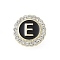 Letter Enamel Pins, Alloy Brooches for Backpack Clothes, with Clear Cubic Zirconia , Letter E, 17.8x17mm