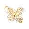 Brass Micro Pave Cubic Zirconia Connector Charms, Butterfly, Real 18K Gold Plated, 14x11.5x4mm, Hole: 1.2mm