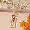 Rectangle with Inner Flower Resin Pendant Iron Cable Chain Necklaces for Women, Golden, FireBrick, 17.72 inch(45cm)
