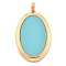 304 Stainless Steel Pendants, with Enamel, Oval Charm, Ion Plating(IP), Golden, Turquoise, 35.5x20x2.5mm, Hole: 4.5mm
