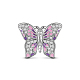 TINYSAND 925 Sterling Silver Colored Glittering Butterfly Cubic Zirconia European Beads TS-C-184-1