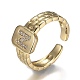 Brass Micro Pave Clear Cubic Zirconia Cuff Rings RJEW-H538-02G-N-3