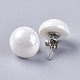 Electroplate Shell Pearl Stud Earrings EJEW-I209-07-12mm-2