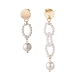 Orecchini a bottone pendenti con anello di perle con perle di conchiglia EJEW-TA00045-4