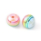 10Pcs Macaron Color Stripe Resin Beads RESI-YW0001-27A-2