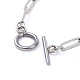 304 Stainless Steel Textured Paperclip Chain Bracelets BJEW-JB05112-3