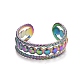Ion Plating(IP) Rainbow Color  304 Stainless Steel Triple Line Open Cuff Ring for Women RJEW-C025-07M-2