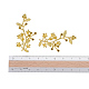 合金コネクタラインストーンの設定  花と枝  ゴールドカラー  44.5x23x8mm  穴：2.2mm  2mmのラインストーンに適する X-PALLOY-G253-15G-5