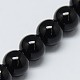 Natürliche schwarze runde Perlen Stränge G-L086-A-01-2
